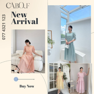 Váy Dáng Suông Thiết Kế , Phom Dài Eo Tùy Chỉnh Chất Lụa Tơ cao cấp Thương Hiệu CABOUF