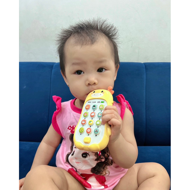 Đồ Chơi Điện Thoại Thông Minh Hình Thú Cute Phát Đèn,Nhạc, Có Gặm Nướu Cho Bé
