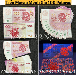 Combo 100 tờ tiền lì xì tết 2024 tiền macau con rồng ,10 patacas ,100 patacas ,1 triệu patacas lì xì năm giáp thìn