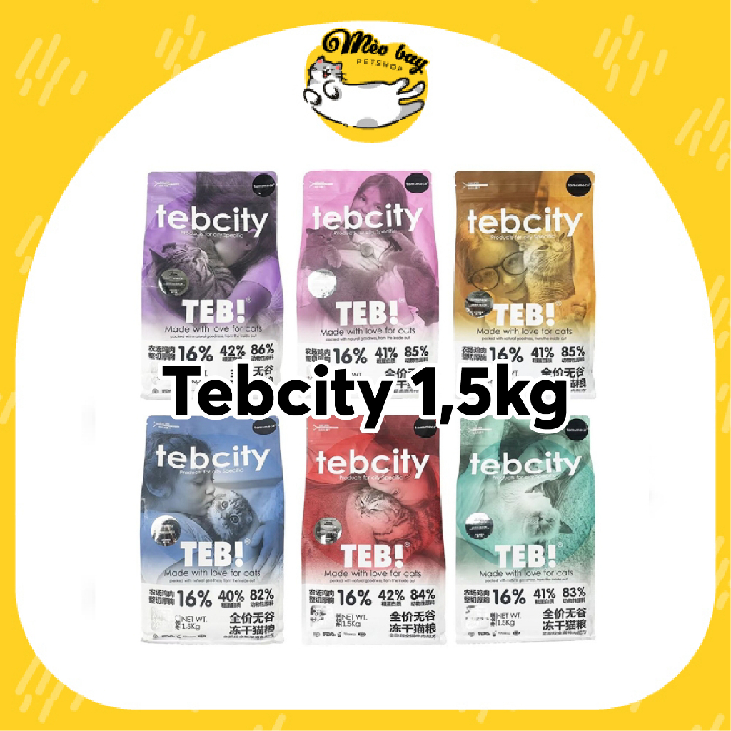 Hạt thức ăn cho mèo đa dạng topping - TEBCITY gói 1,5kg