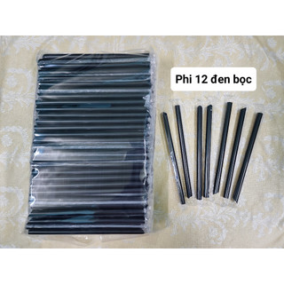 Ống hút phi 12 đen bọc từng cái - 500g/bịch