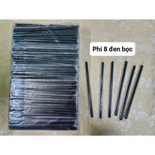 Ống hút phi 8 đen nhọn bọc từng cái - 500g/bịch