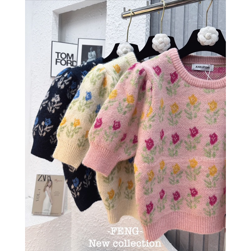 Áo len hoa tay lửng chất dày dặn hàng QCL1