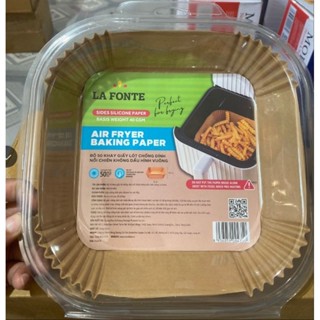 Bộ 50 khay giấy lót chống dính nồi chiên ko dầu hình vuông