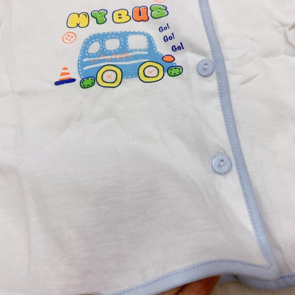 Áo sơ sinh tay dài cài lệch nút JOU chính hãng bé trai, bé gái chất cotton mát, mịn, áo bác sĩ sơ sinh