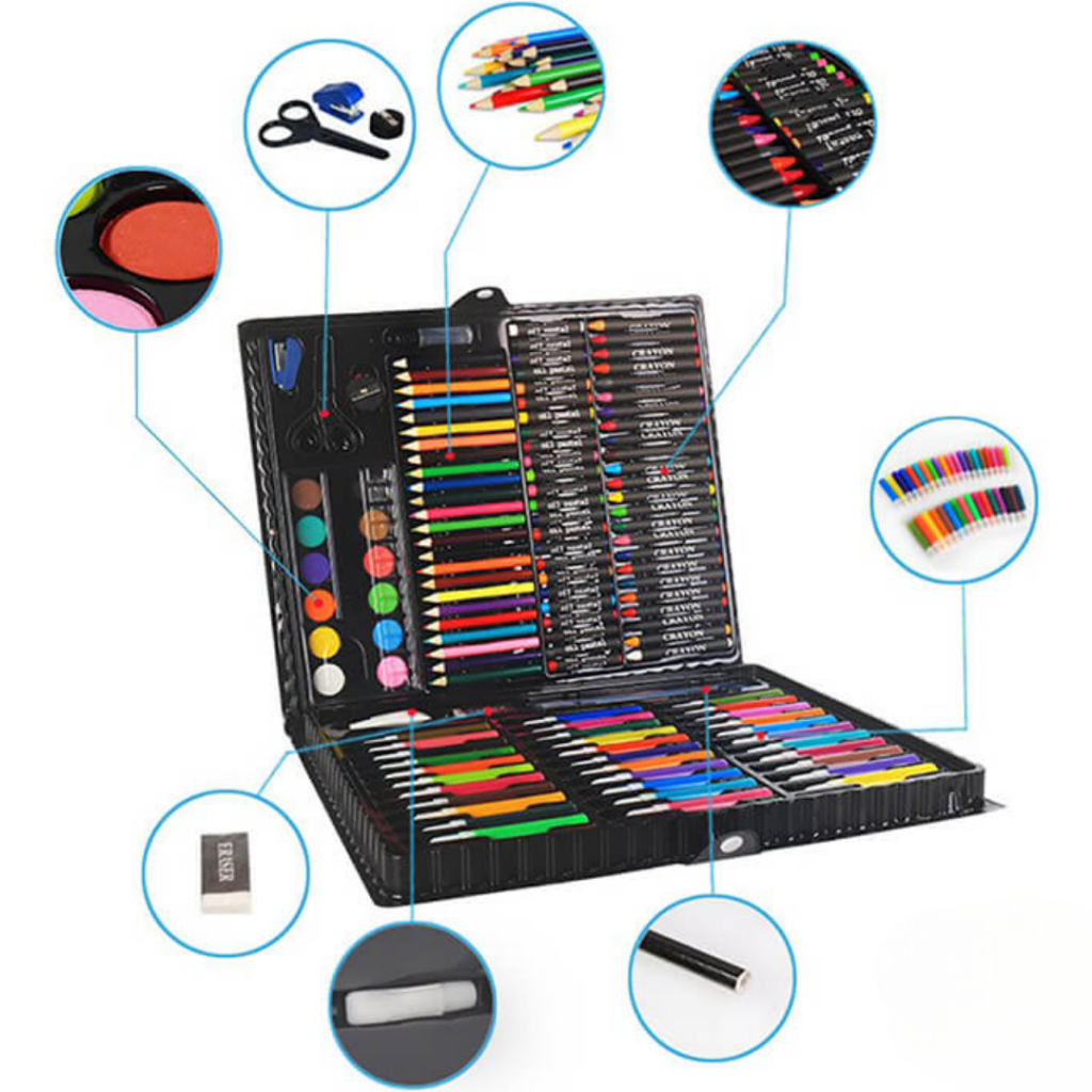 SET HỘP BÚT MÀU 150 CHI TIẾT CHO BÉ