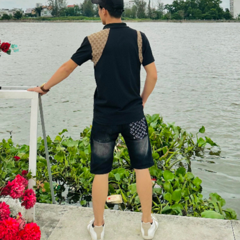 Quần short jean nam ngắn Quần bò loang hàn quốc