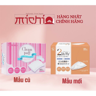 Bông tẩy trang Nhật Bản Clean puff hộp 80 miếng