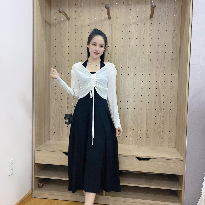 SÉT ÁO DÂY RÚT + ĐẦM ZIP Freesize <55kgbn