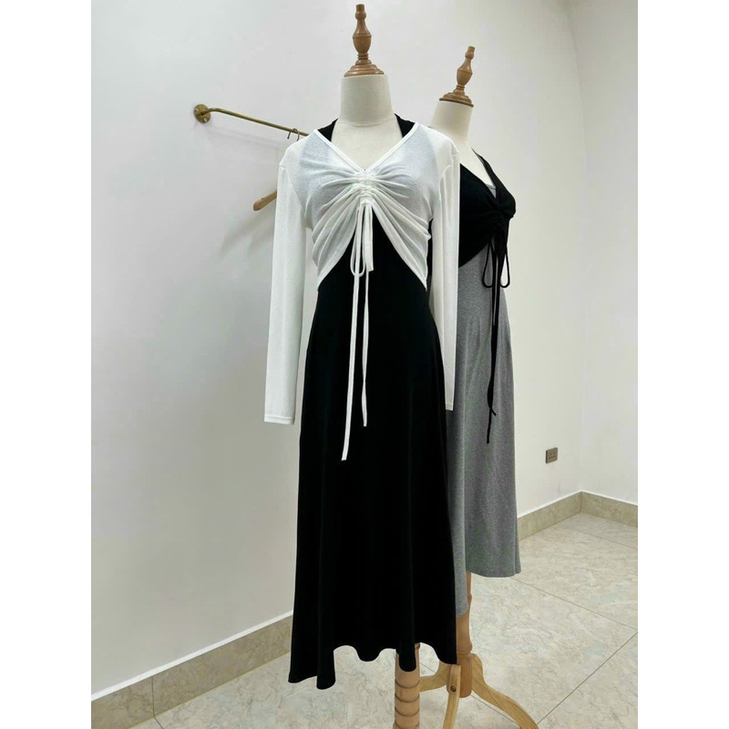 SÉT ÁO DÂY RÚT + ĐẦM ZIP Freesize <55kgbn