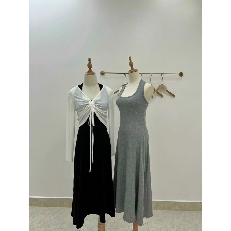 SÉT ÁO DÂY RÚT + ĐẦM ZIP Freesize <55kgbn