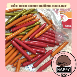 HỎA TỐC | [1 cây] Xúc xích dinh dưỡng Bioline cho chó mèo vị bò gà cá 15g - Tạp Hoá Thú Cưng Happy