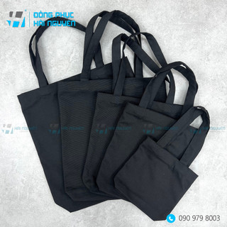 Túi vải bố, Túi vải Canvas trơn màu Đen có đáy - không khóa kéo