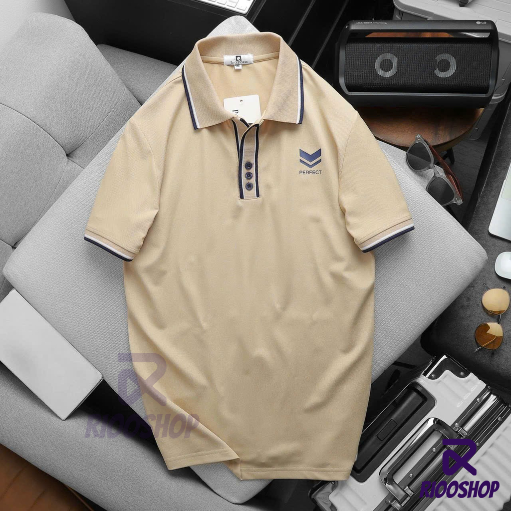 Áo thun nam có cổ đơn giản, áo polo nam basic màu trắng, đen, nâu đẹp RIOOSHOP RSP006 có size lớn, big size