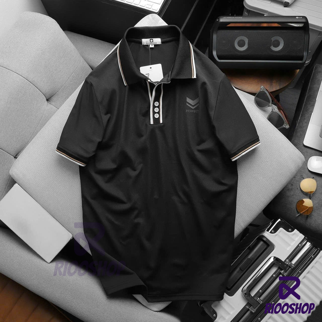 Áo thun nam có cổ đơn giản, áo polo nam basic màu trắng, đen, nâu đẹp RIOOSHOP RSP006 có size lớn, big size