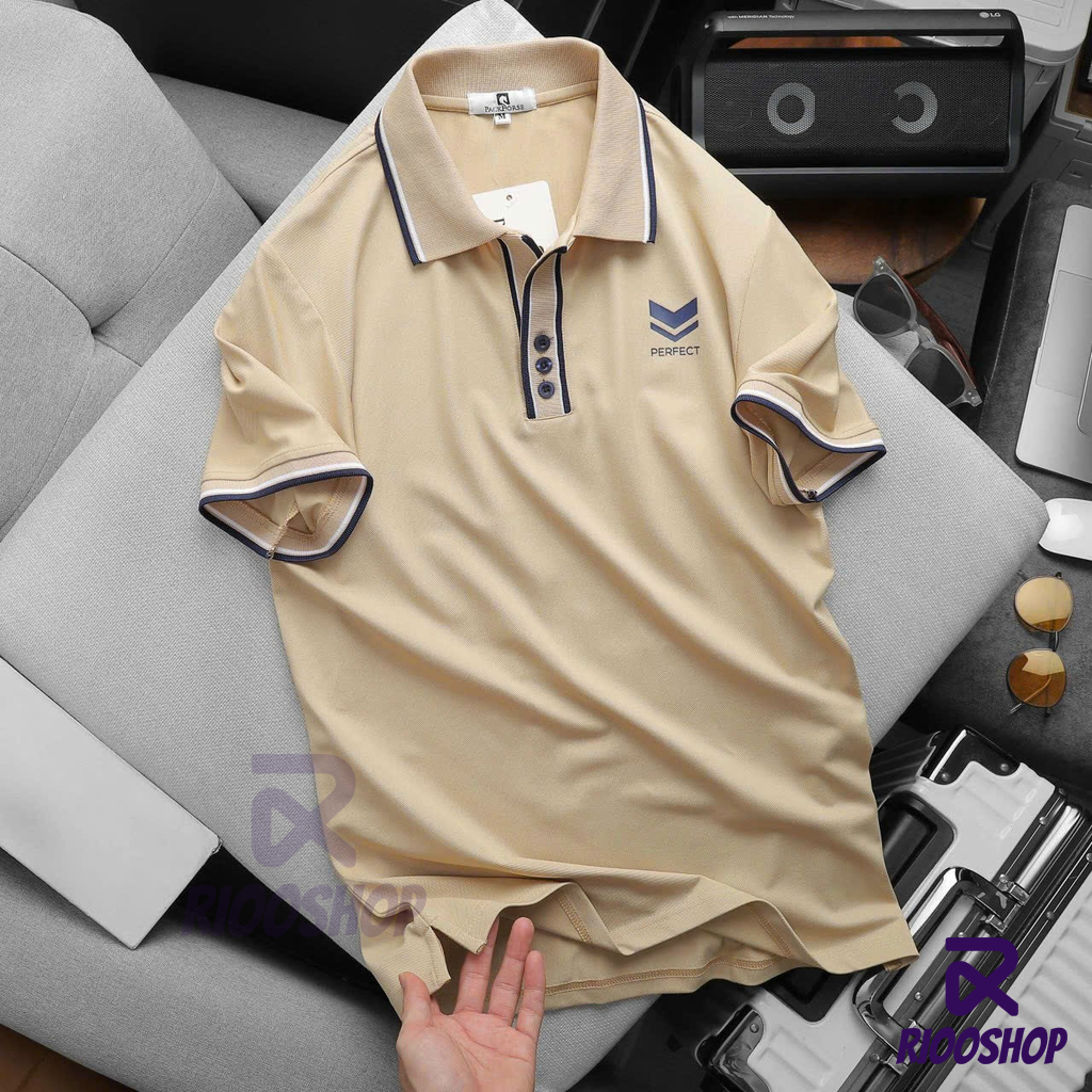 Áo thun nam có cổ đơn giản, áo polo nam basic màu trắng, đen, nâu đẹp RIOOSHOP RSP006 có size lớn, big size