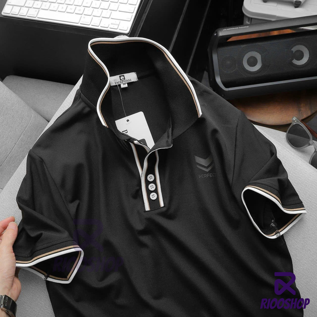 Áo thun nam có cổ đơn giản, áo polo nam basic màu trắng, đen, nâu đẹp RIOOSHOP RSP006 có size lớn, big size
