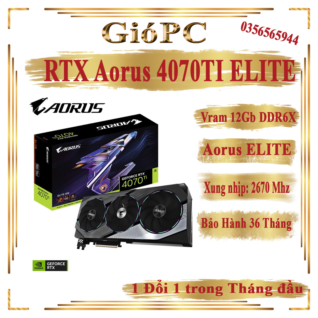 Card màn hình GIGABYTE AORUS GeForce RTX 4070 Ti ELITE 12GB (GV-N407TAORUS E-12GD)