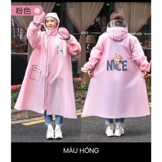 [MẪU MỚI 2023]Áo Mưa Măng Tô Gấu Nice Dáng Dài Có Kính Che Mặt Chất Vải Chống Thấm Nước, Phong Cách Thời Trang