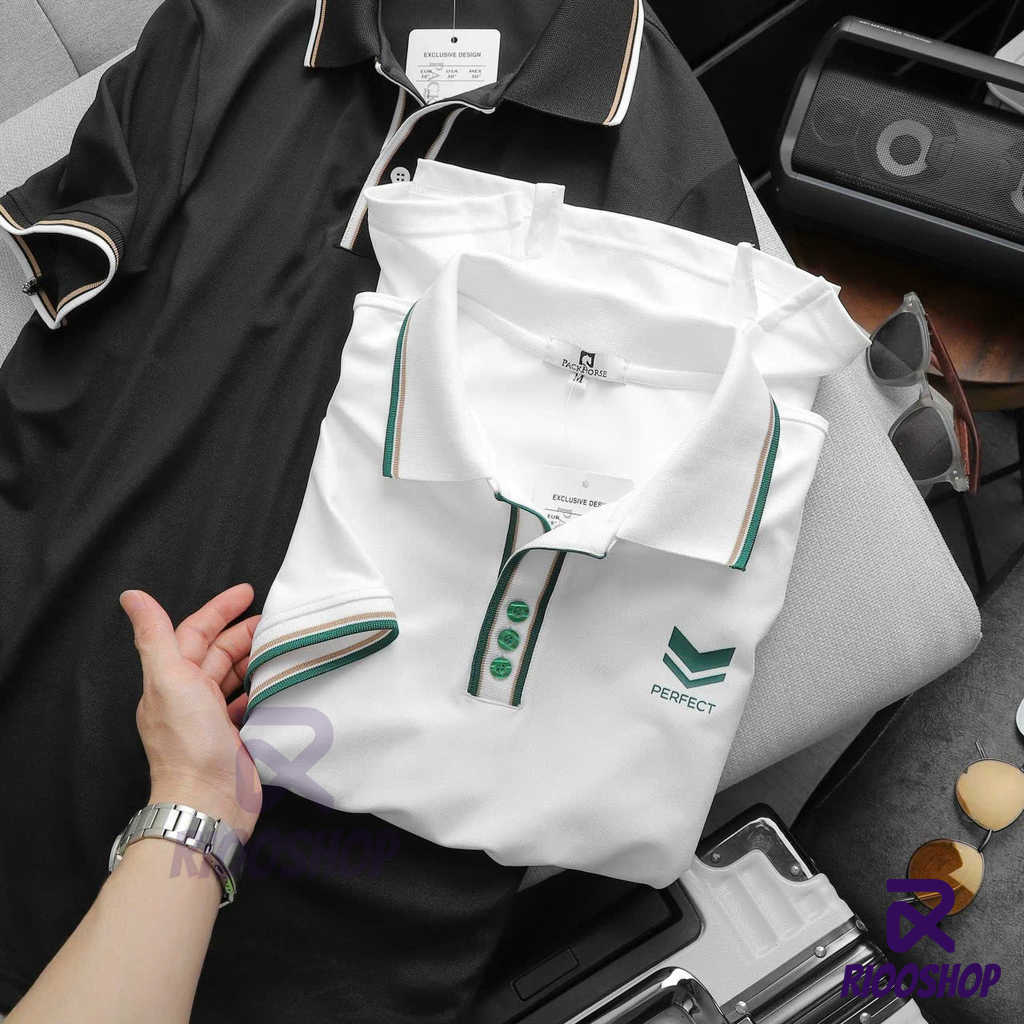 Áo thun nam có cổ đơn giản, áo polo nam basic màu trắng, đen, nâu đẹp RIOOSHOP RSP006 có size lớn, big size