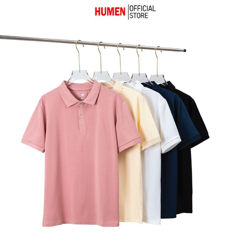 Áo Polo nam Humen cộc tay ngắn tay cổ bẻ chất liệu cotton cafe áo phông có cổ mềm mịn thoáng mát không nhàu chuẩn phom