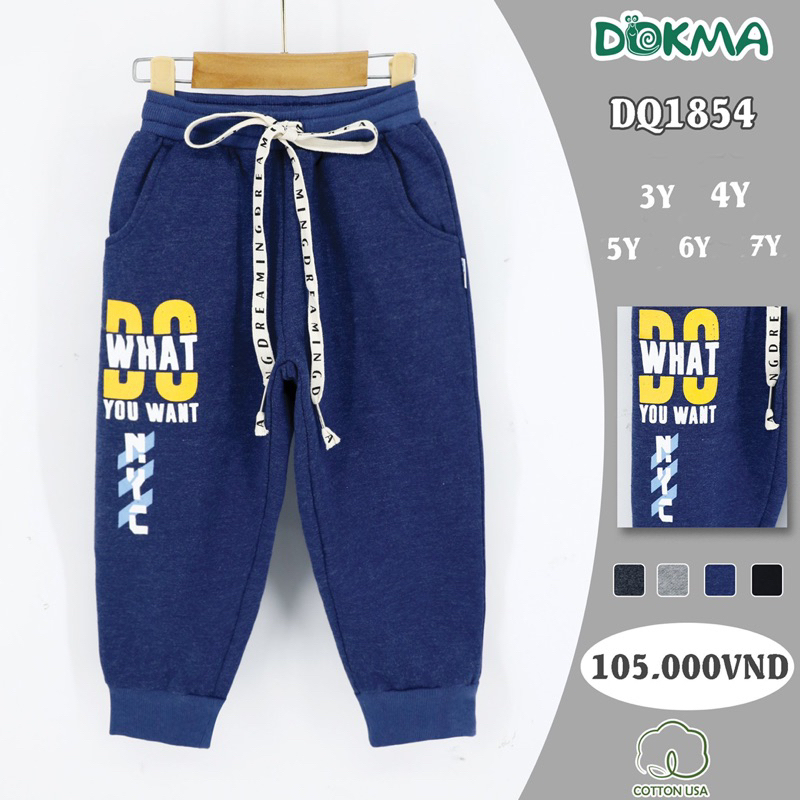Quần Dokma nỉ lót lông cho bé trai từ 3-7y