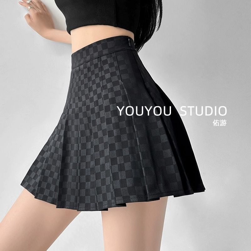 Chân Váy Dạ Mỏng Dập Ly Kẻ Ô Đang Hot