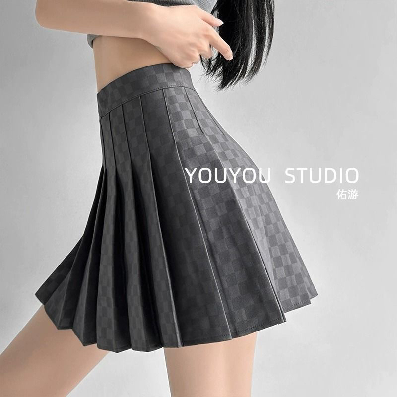 Chân Váy Dạ Mỏng Dập Ly Kẻ Ô Đang Hot