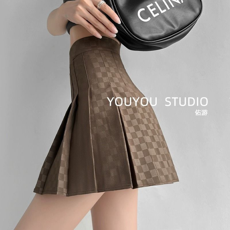 Chân Váy Dạ Mỏng Dập Ly Kẻ Ô Đang Hot