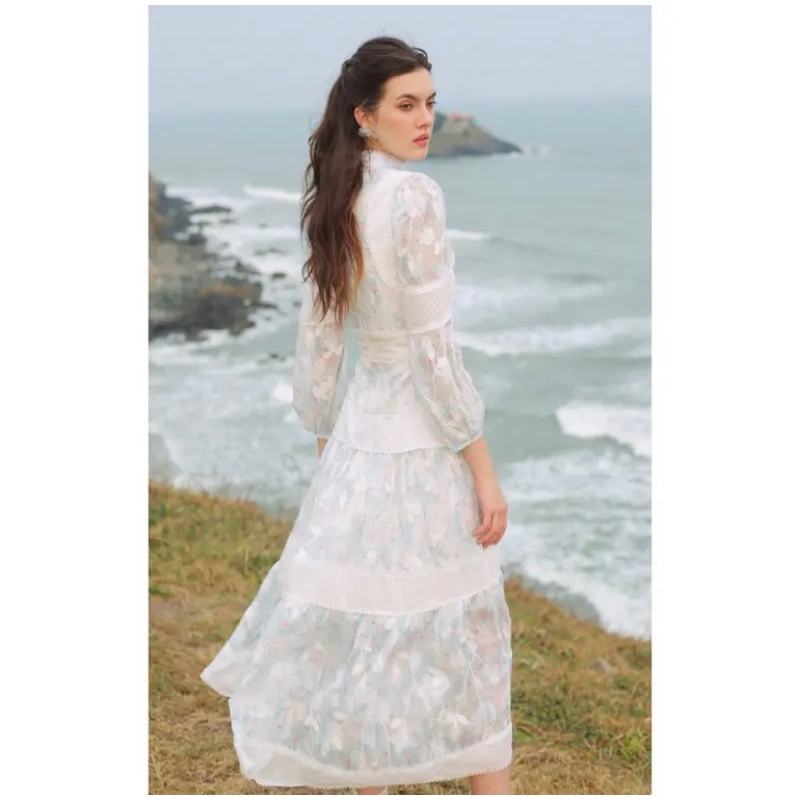 Gimme xanh - đầm xô thêu tay dài - Sò vintage