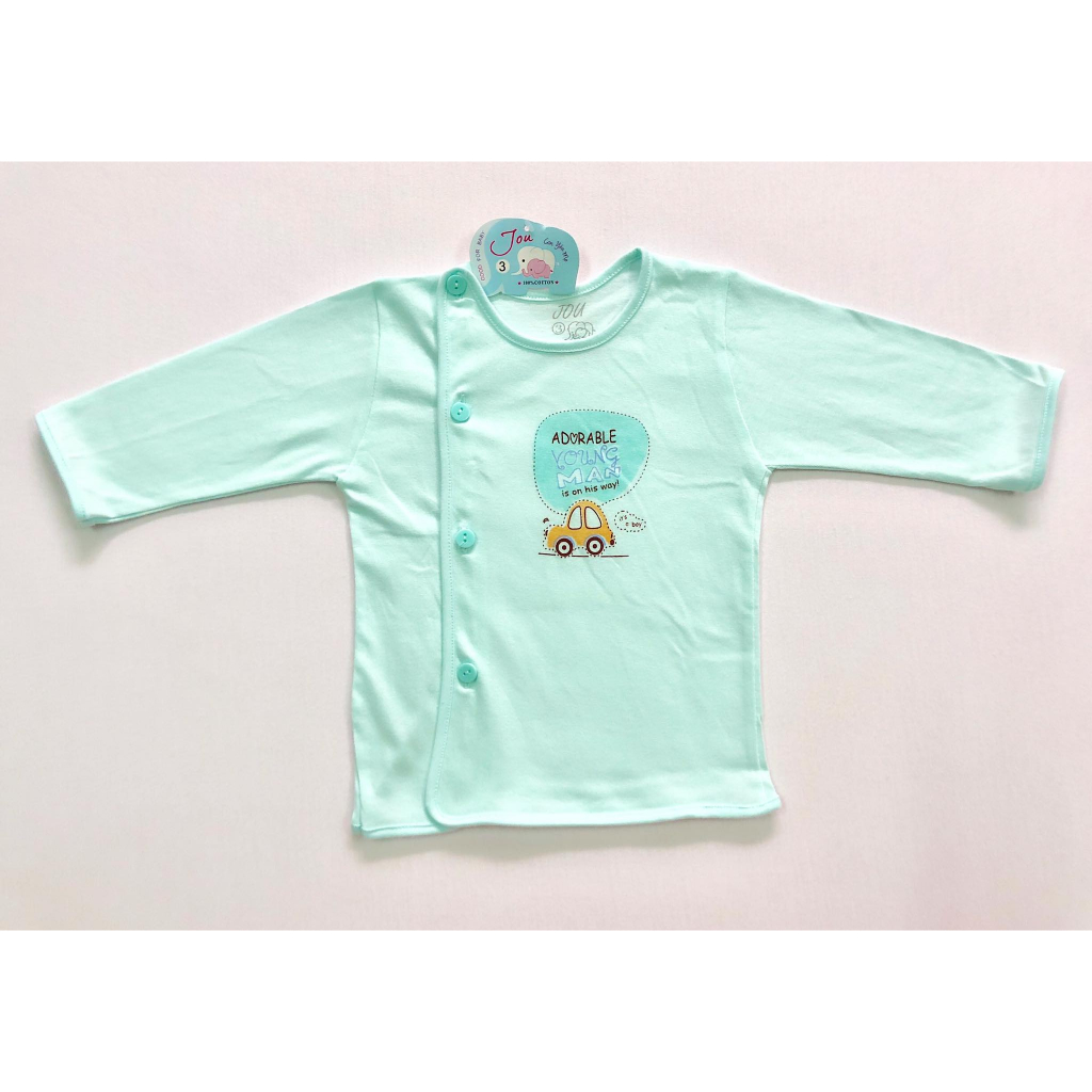 Áo sơ sinh nút lệch màu tay dài, tay ngắn JOU cotton cao cấp, chính hãng, áo bác sĩ màu cho bé sơ sinh
