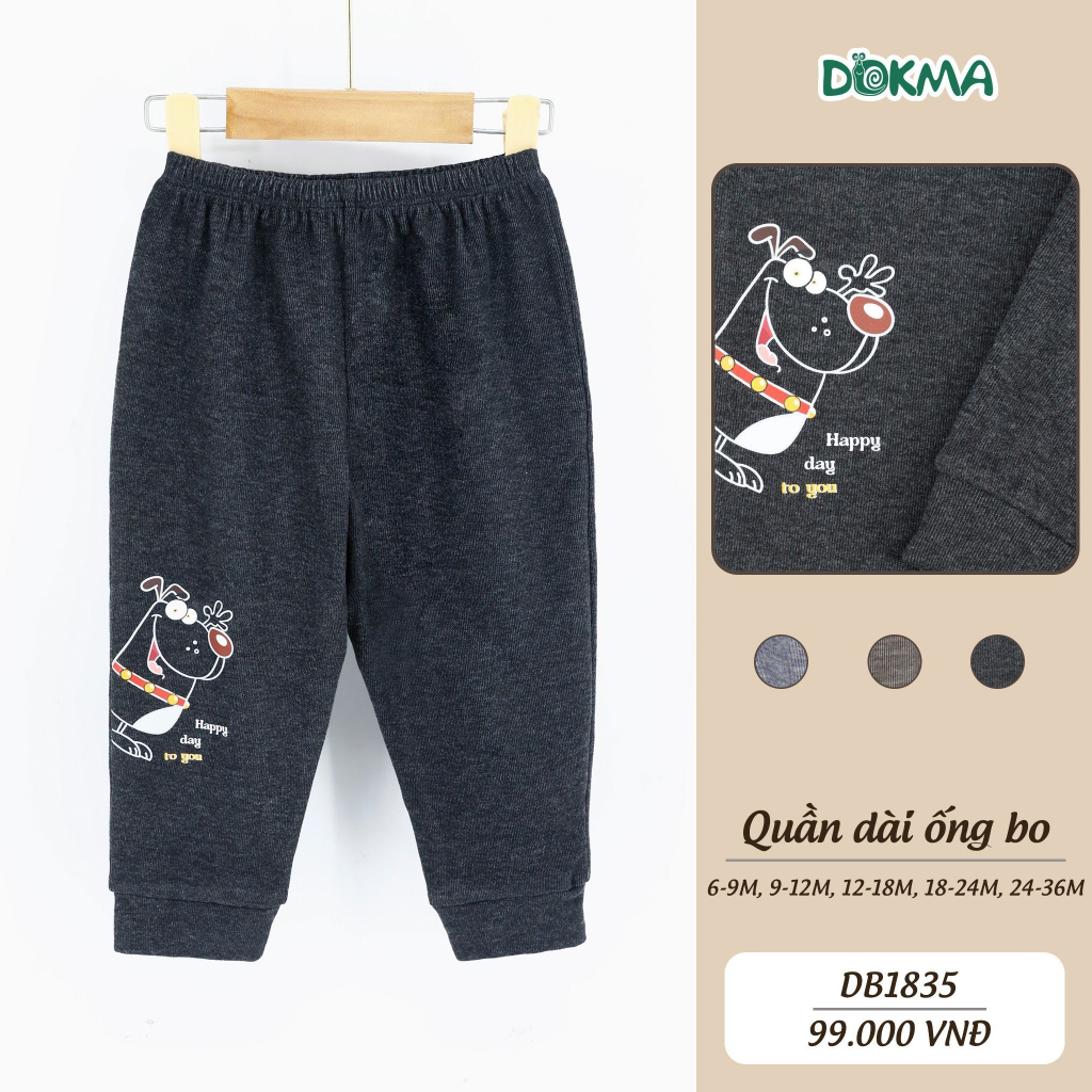 DQ1835 Quần dài thu đông bo gấu nỉ bông dày bé trai