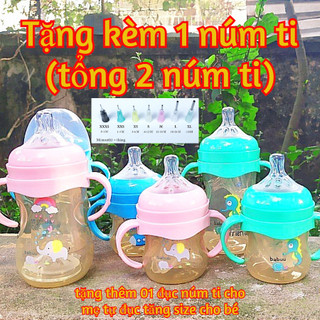 Bình sữa ppsu cổ rộng quai cầm babuu baby 120ml/240ml