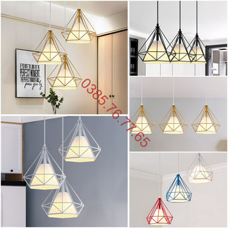 Đèn thả, đèn thả trang trí kim cương các màu cỡ 250mmm DT 527 + Kèm bóng 9W - 3 chế độ màu (FULL cả bộ đế, dây, chao)