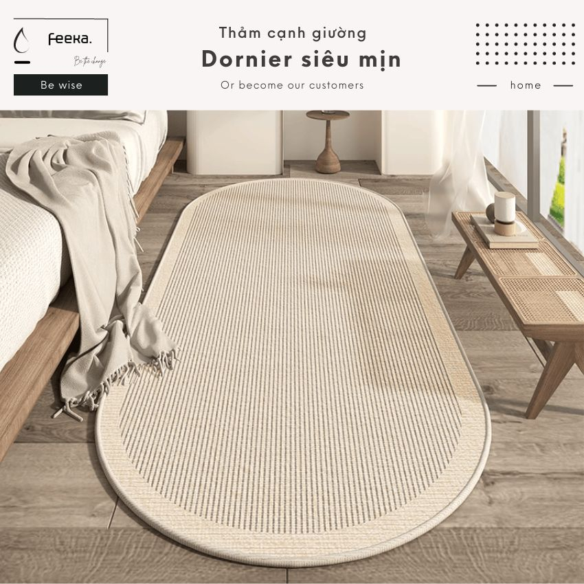 Thảm lông dornier trải sàn phòng ngủ phong cách sang trọng, thảm lót sàn cao cấp để cạnh giường