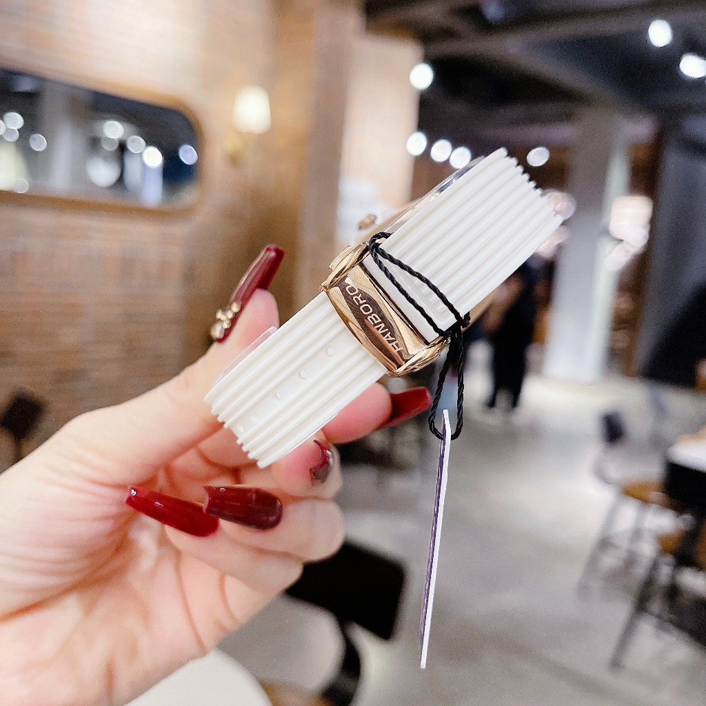 Đồng hồ đeo tay cao cấp nữ chống nước kim dây silicon Hanboro size 36mm fullbox