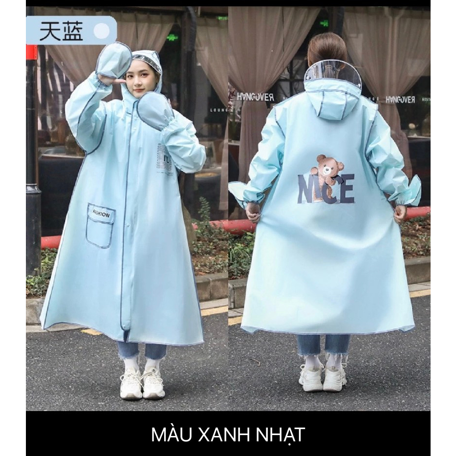 Áo mưa thời trang gấu Nice có cúc có khóa thiết kế mới nhất 2023