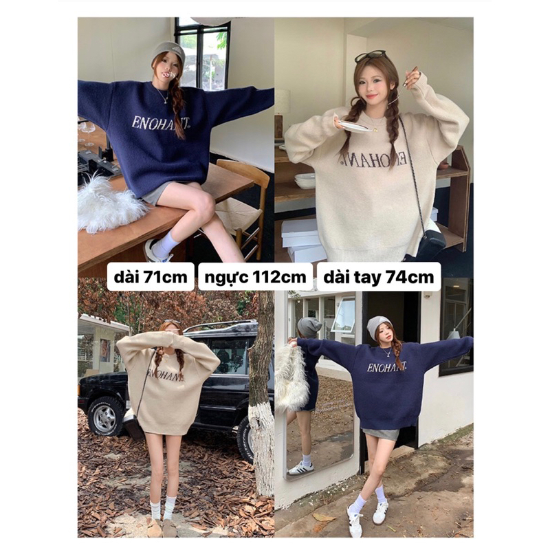 Áo len dài tay thu đông dáng rộng