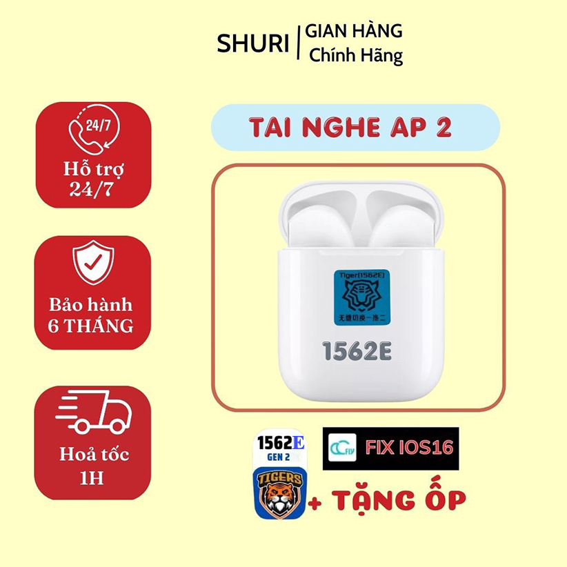 Tai Nghe Hổ Vằn 1562E Made in Japan Pin 8H Cao Cấp | Tai Nghe Bluetooth AP2 Hổ Vằn 1562E Hồng Ngoại - BH 6 Tháng