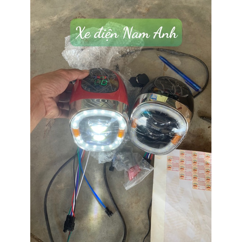 Đầu đèn xe đạp điện 48v có báo km đa năng