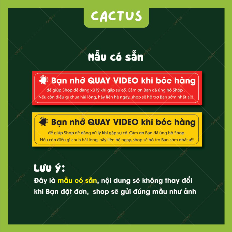 Tem Dán Nhắc Nhở Quay Video, Tem dán Niêm Phong, Tem dán quay video
