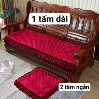 Nệm lót ghế mẫu mới viền bèo 1m7 x 55cm  (1 Bộ gồm 1 tấm dài 2 tấm ngắn )