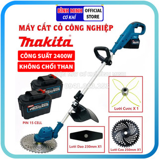 Máy cắt cỏ pin cầm tay, máy cắt cỏ công nghiệp MAKITA 40V KHÔNG CHỔI THAN có lưỡi cước model 2023