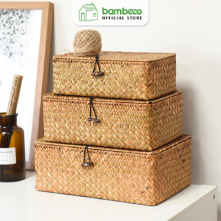 Giỏ Đựng Đồ Cói Tự Nhiên BAMBOOO ECO Để Đồ Trang Trí - Mỹ Phẩm - Đồ Khô Dùng Trong Phòng Khách Phòng Ngủ Góc Học Tập