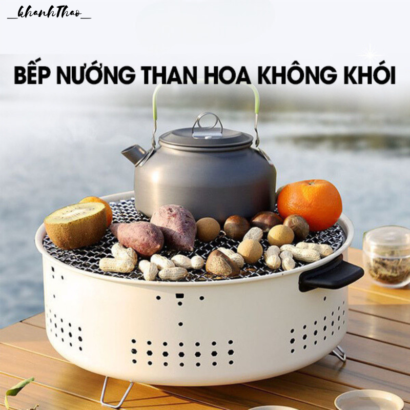 Bếp nướng than hoa không khói, lò nướng thịt cao cấp chất liệu thép chịu nhiệt có chân phụ nhỏ gọn, chắc chắn, an toàn -