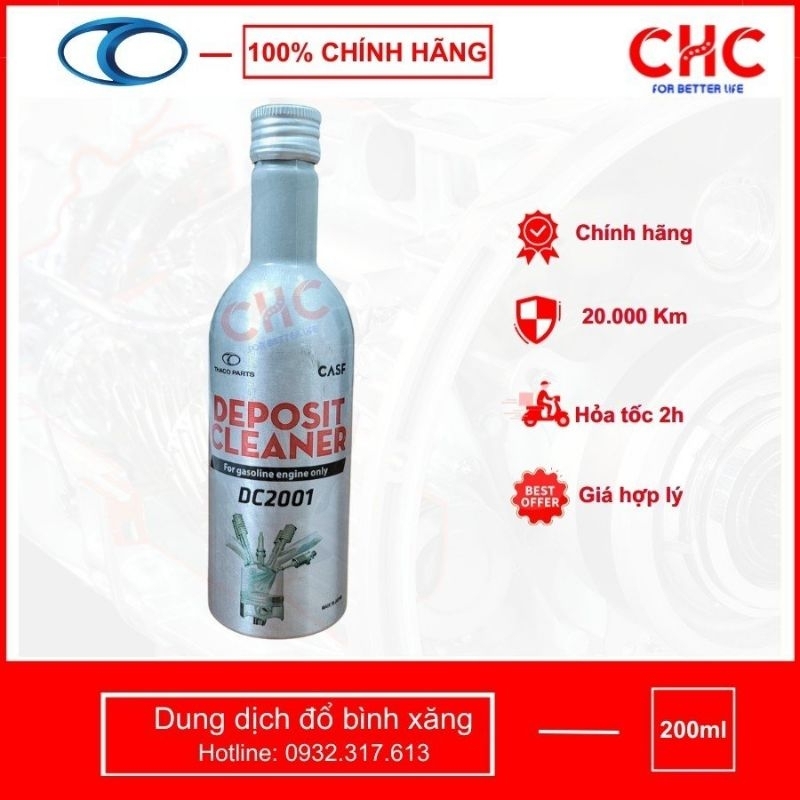 Phụ gia nhiên liệu xăng Thaco deposit cleaner, phù hợp các hãng xe ôtô xăng Mazda, KIA, Huyndai, Peu