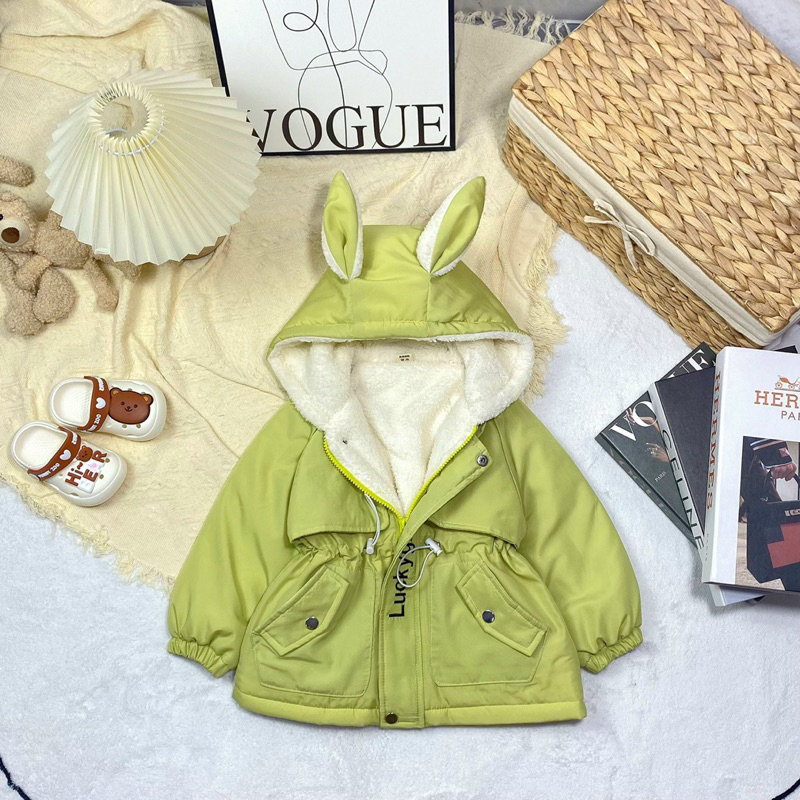 Áo khoác gió PArKA 2 lớp lót lông cho bé gái siêu dễ thương