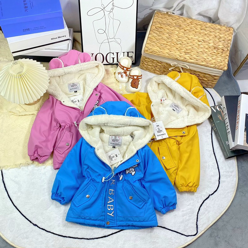 Áo khoác gió PArKA 2 lớp lót lông cho bé gái siêu dễ thương