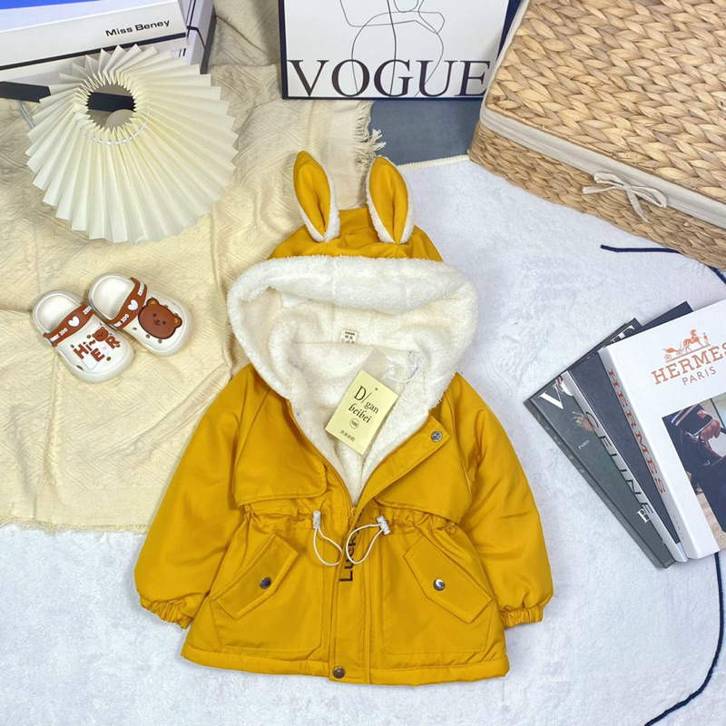 Áo khoác gió PArKA 2 lớp lót lông cho bé gái siêu dễ thương