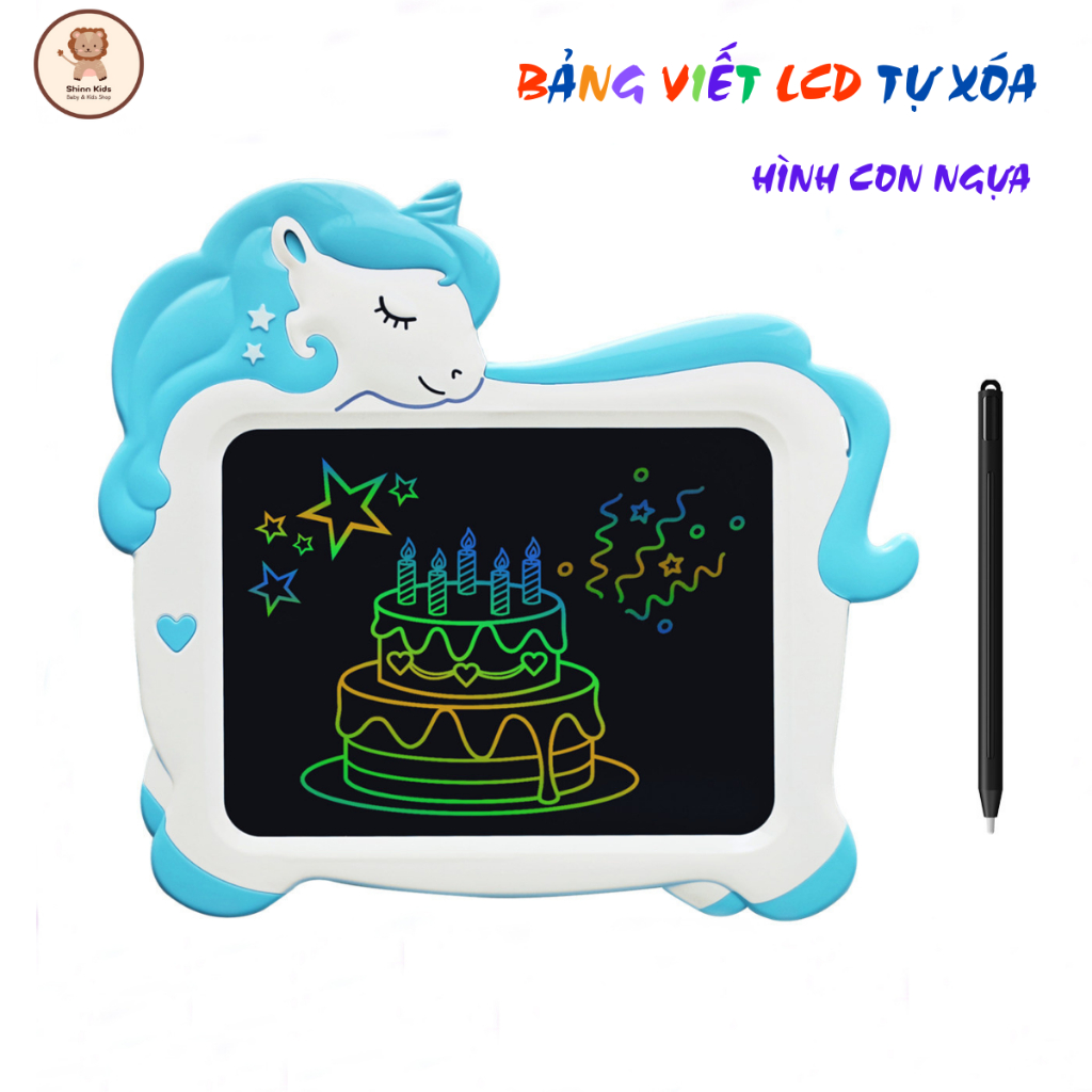 Bảng Viết LCD Hình CON NGỰA Tự Xóa - Bảng Vẽ Điện Tử Đa Sắc Màu Cao Cấp, Đồ Chơi Giáo Dục Sớm Trẻ Em